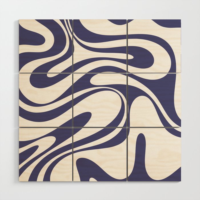 Retro Fantasy Swirl Abstract in Purple and White Wood Wall Art