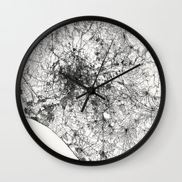 Rome, Italy - Black and White City Map Wall Clock