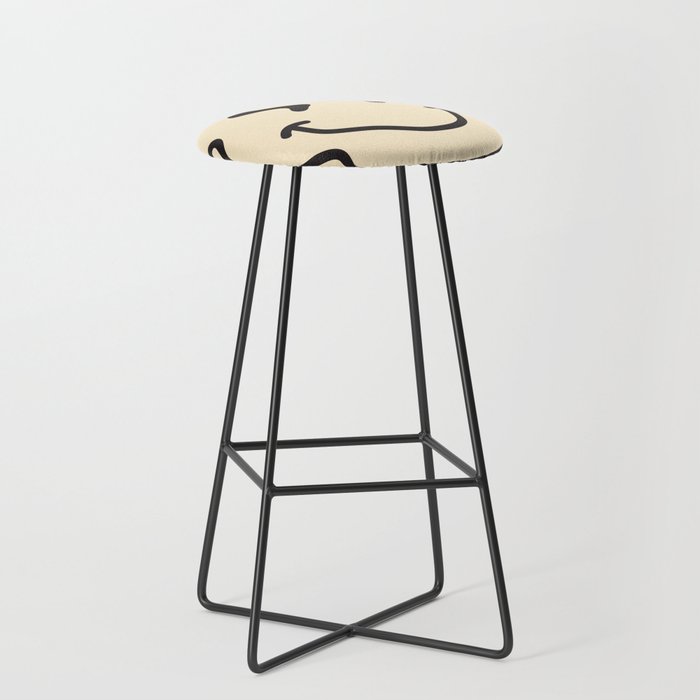 Wonky Smiley Face - Black and Cream Bar Stool