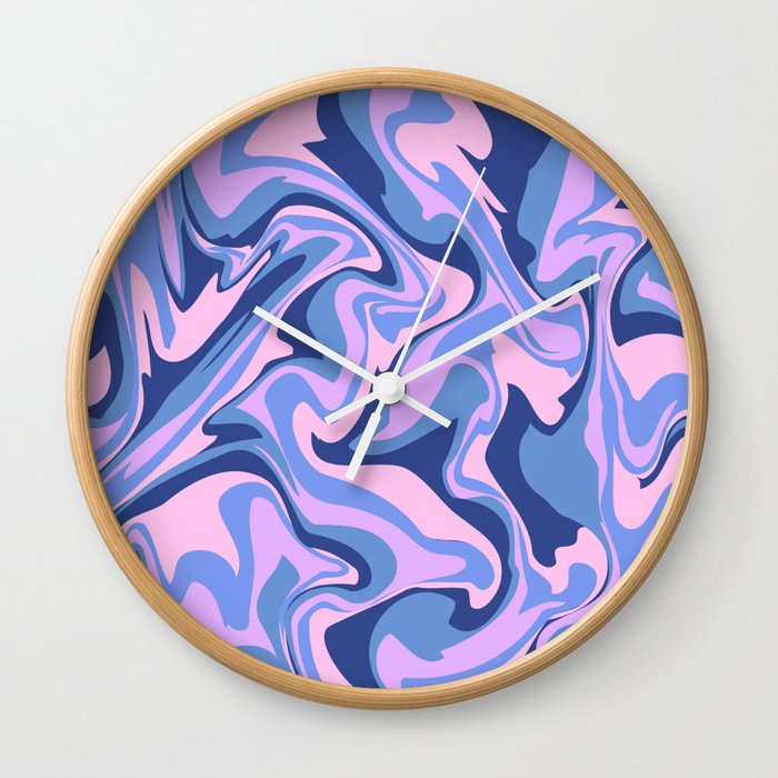 marbled peace_pinks blues Wall Clock