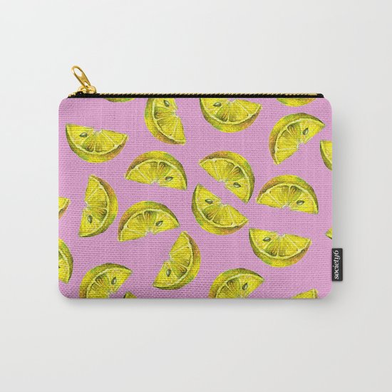 Lemon Slices Pattern Pink Carry-All Pouch