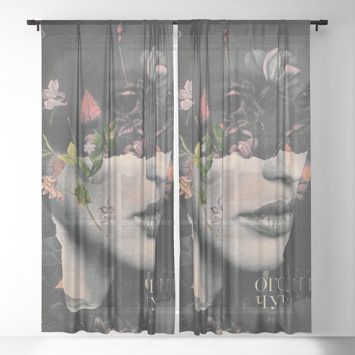 Floral Portrait /collage 4 Sheer Curtain