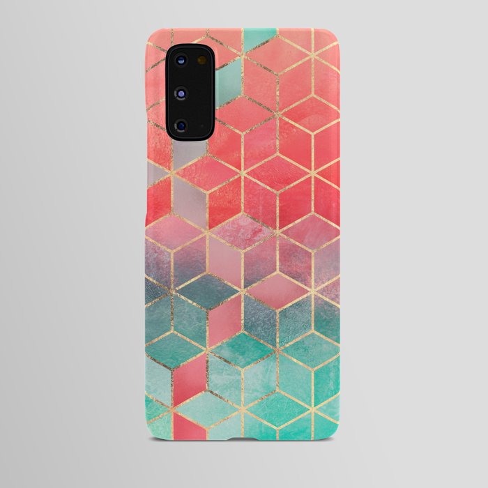 Rose And Turquoise Cubes Android Case