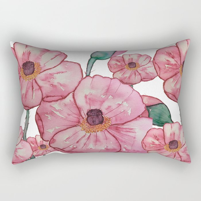 Poppy Flowers Rectangular Pillow