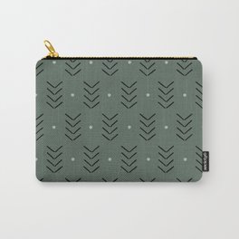 Arrow Lines Geometric Pattern 18 in forest sage green Carry-All Pouch