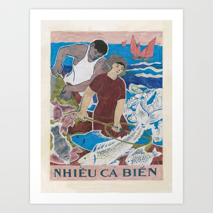 Vietnamese Poster: Ocean Fishing Art Print