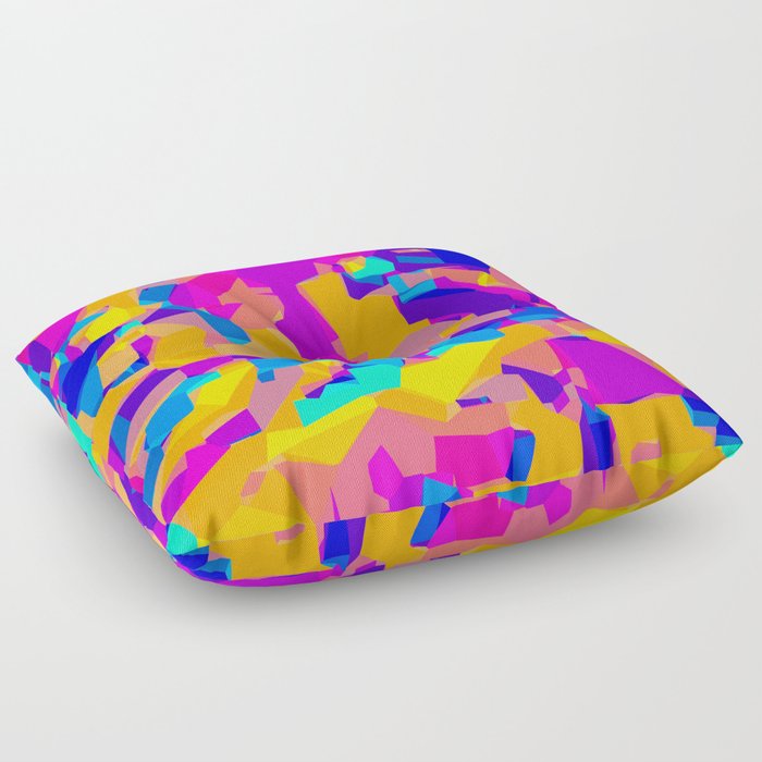 pink purple blue orange and yellow geometric painting abstract background Floor Pillow