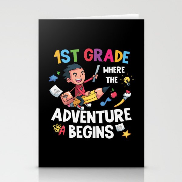 1st Grade Where The Adventure Begins Stationery Cards