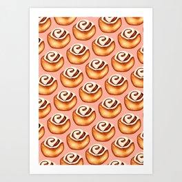 Cinnamon Roll Pattern - Pink Art Print