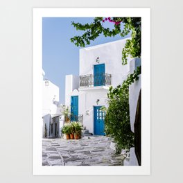 Greek Street Corner | Vibrant Travel Photography in Greece Art Print