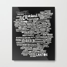 Cleveland Akron Map  Metal Print