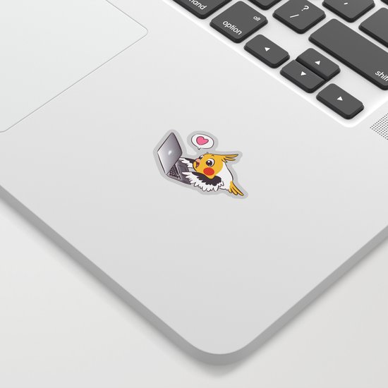 Nerdy Cockatiel Cute Drawing Macbook Bird Parrot Sticker By Lifewithbirds Society6