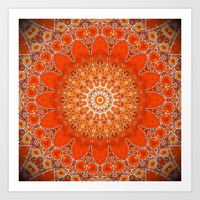 Detailed Orange Boho Mandala Kunstdrucke Detailed Orange Boho Mandala Kunstdrucke