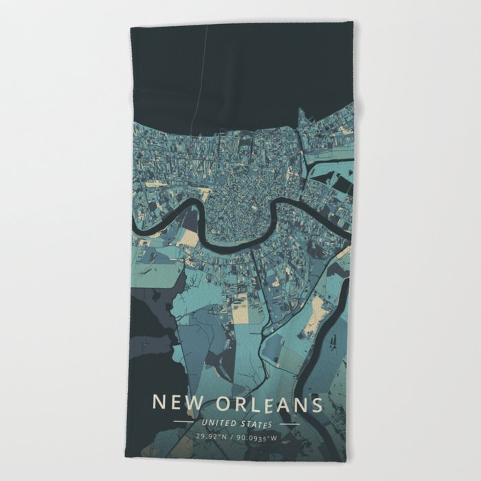 New Orleans, United States - Cream Blue Beach Towel