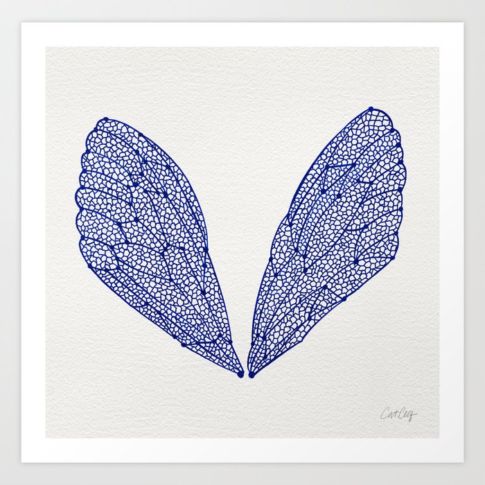 Navy Cicada Wings Art Print