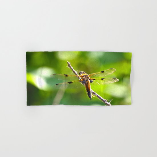 Dragonfly On A Branch Of A Rose Hand & Bath Towel