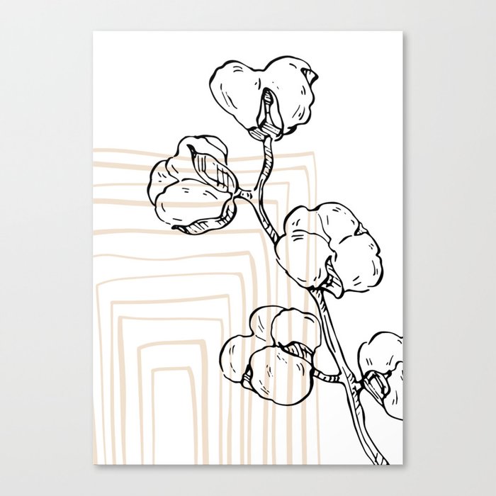 Simple Minimal Geometric - Boho Botanical Leave cotton flower Canvas Print