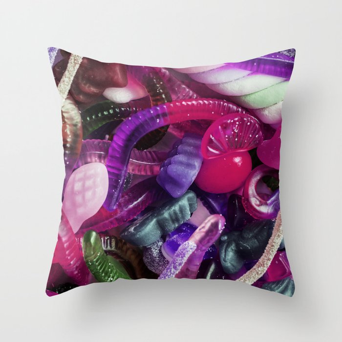 Purple Gummy Candy Throw Pillow