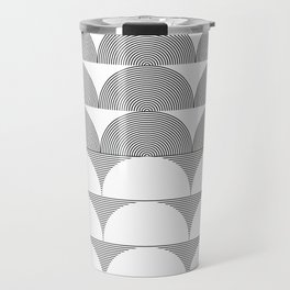 Geometric Lines Design 14 in Black and White (Sunrise and Sunset) Travel Mug