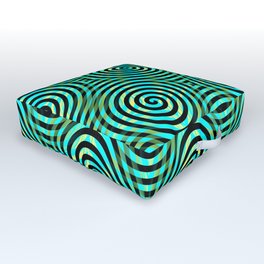 Blue Green Spirals Pattern Outdoor Floor Cushion