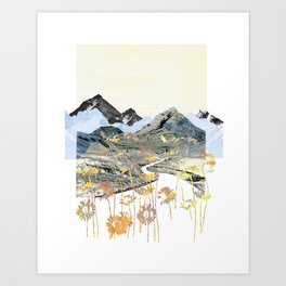 Daisy Mountain - Art Collage Art Print