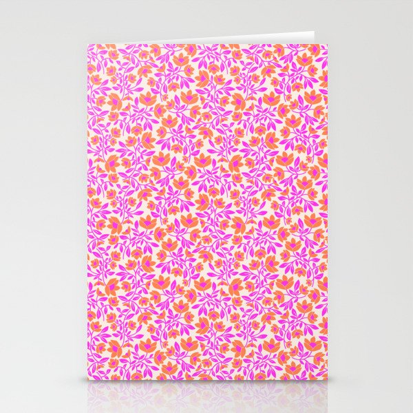 Tropical Blooms Pattern - Pink and Orange Stationery Cards