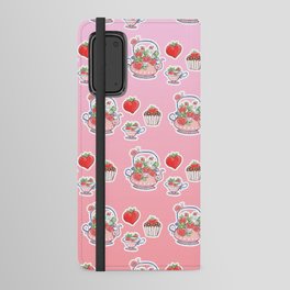Strawberry teapot with cup and muffin Android Wallet Case