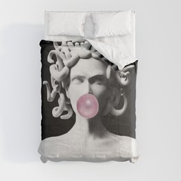 Medusa blowing pink bubblegum bubble Comforter