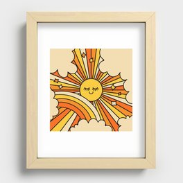 The Happiest Sun Retro Groovy 70s Orange Yellow Recessed Framed Print