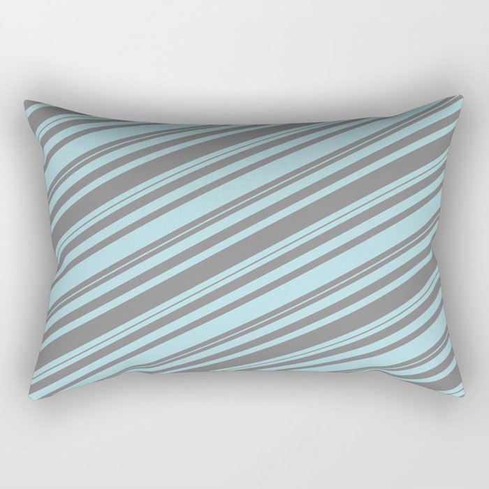 Grey and Powder Blue Colored Lined/Striped Pattern Rectangular Pillow