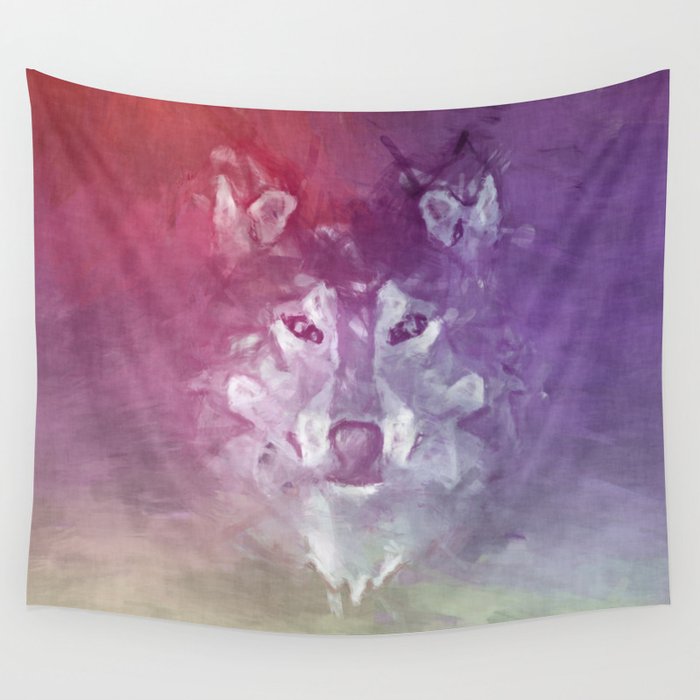 Neon Wolf. Wall Tapestry