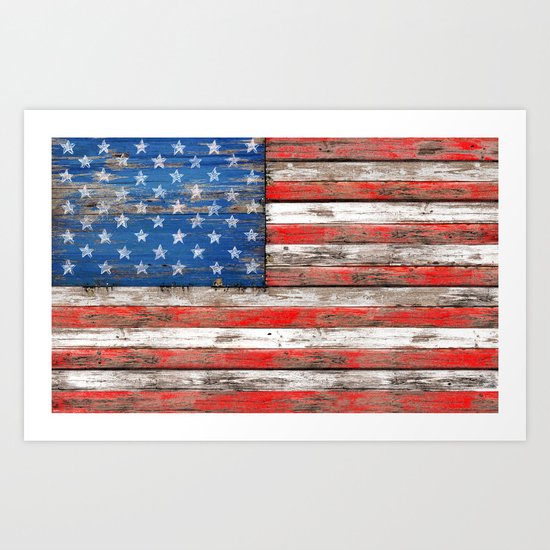 USA Vintage Wood Art Print