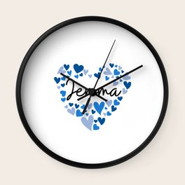 Jemma, blue hearts Wall Clock