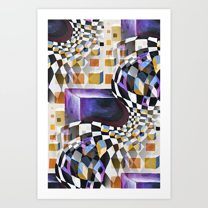 Modern Retro Abstract 80s 90s Vintage Artwork Chess Board Pattern Art Print By Nisuris Society6