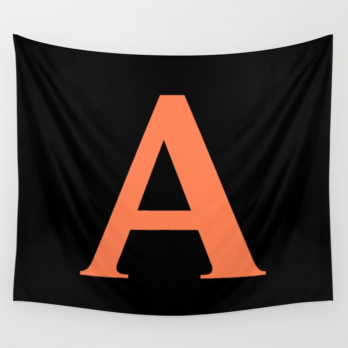 A MONOGRAM (CORAL & BLACK) Wall Tapestry