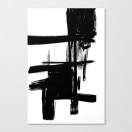 Black Brush Strokes Modern Minimalist Abstract Painting Art, nr 12 Canvas Print