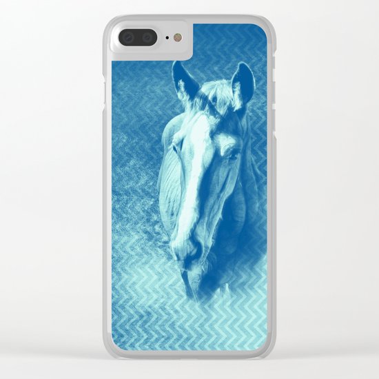 Horse emerging from the blue mist Clear iPhone Case
