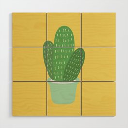 Cute Cactus Illustration Wood Wall Art