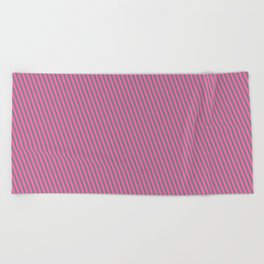 [ Thumbnail: Gray & Hot Pink Colored Stripes/Lines Pattern Beach Towel ]