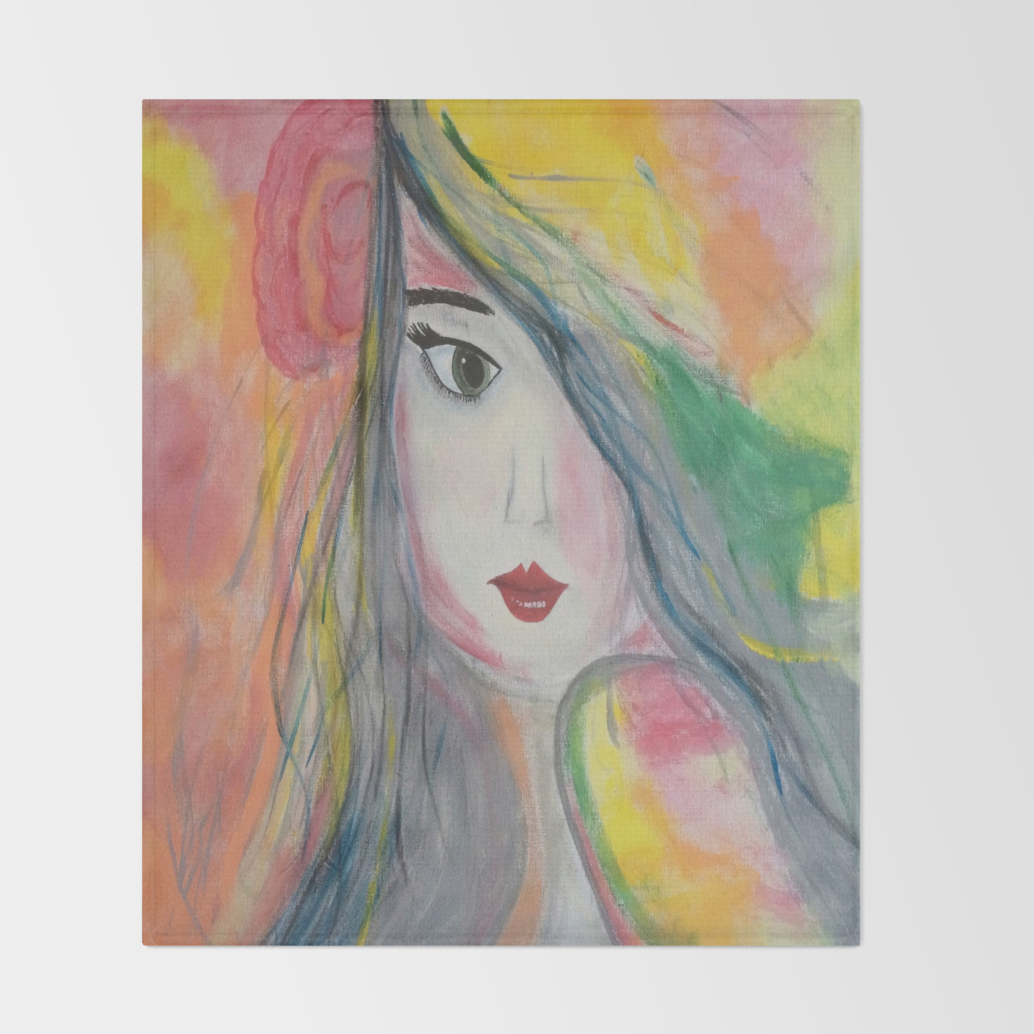 Pretty Girl Yellow Pink And Green Girl Painting By Jodi Tomer