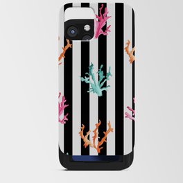 Colorful Coral Reef on Black Stripes iPhone Card Case