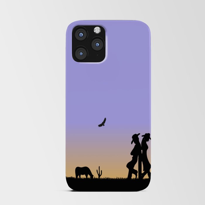 Western Cowboy and Cowgirl on the Range iPhone Card Case