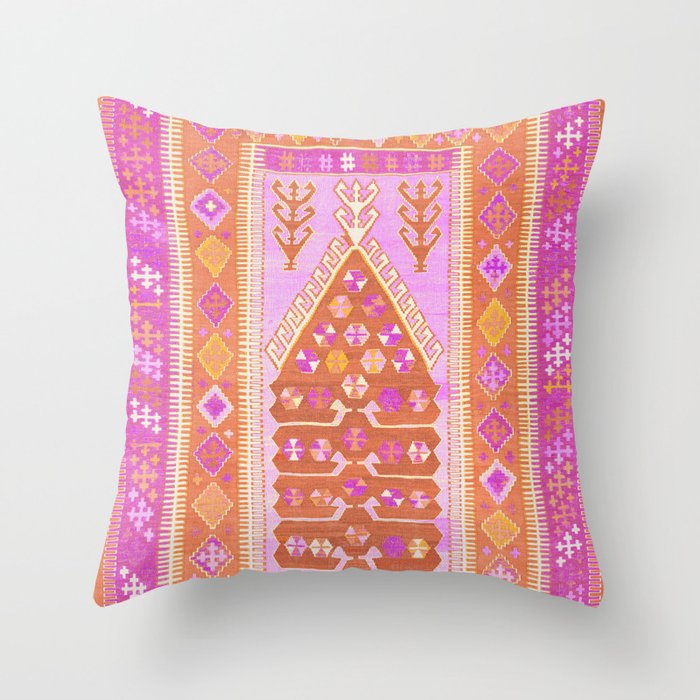 Persian Rug Orange and Pink Throw Pillow