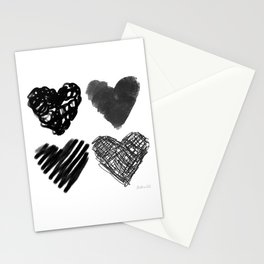Hearts in Black and White Stationery Card