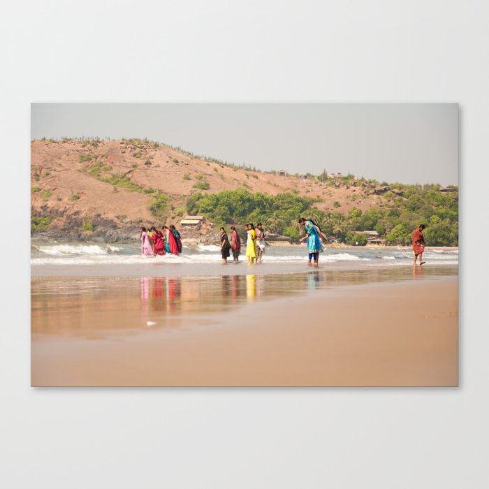 Indian Women in the Beach Canvas Print