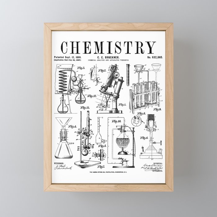 Chemistry Teacher Student Science Laboratory Vintage Patent Framed Mini Art Print