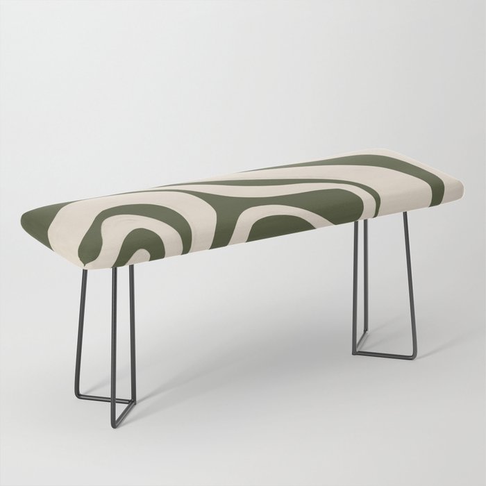 Earthy Beige Swirl Lines over Olive Green Bench