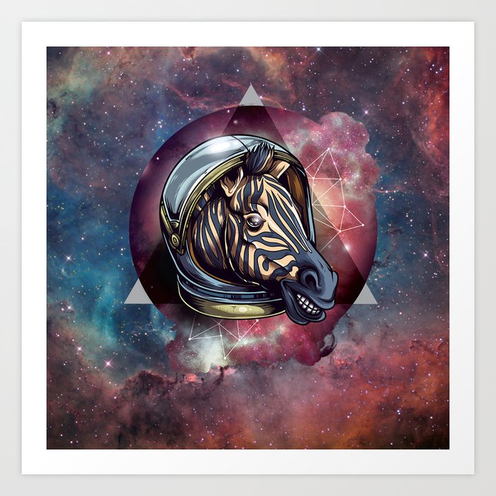 Cosmic Zebra and Galaxy Art Print