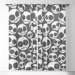 Skulls Skeleton Halloween Pattern Sheer Curtain