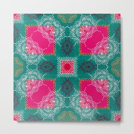 Indian Inspiration In Pink and Green Metal Print